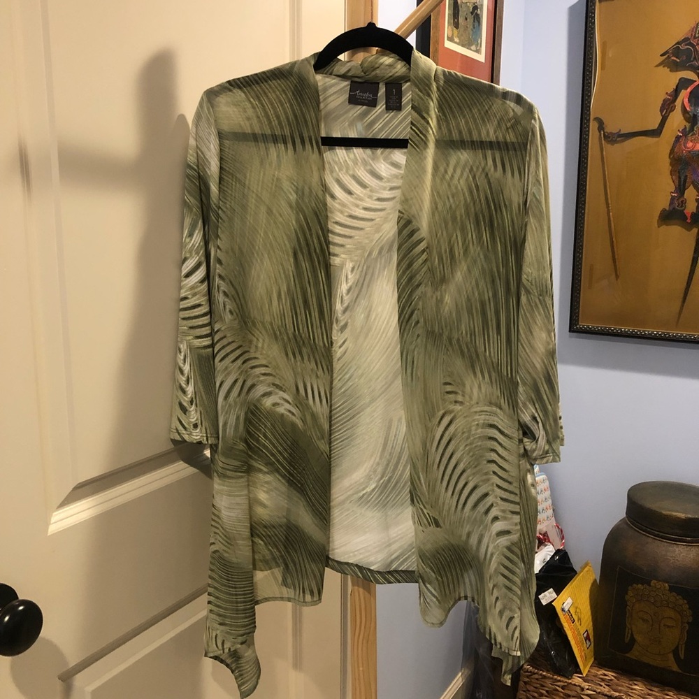 Chico's Green Patterned Blouse